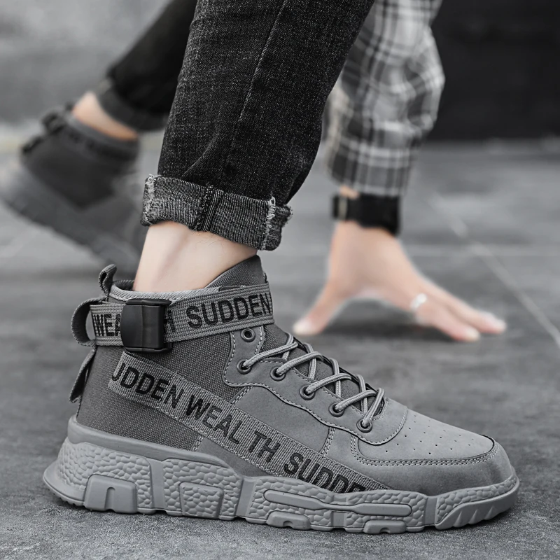 Men's Spring Autumn Fashion Leisure Casual Shoes Mesh Fabric Lightweight Hiking Walking Running Sport Sock High-top Sneakers