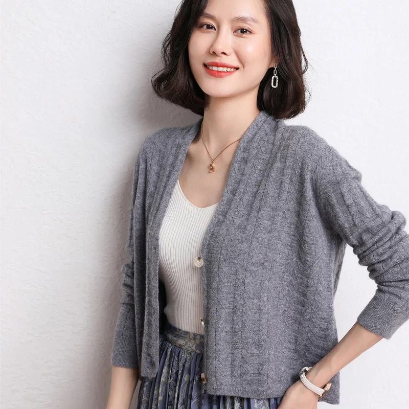 

Осенний женский кардиган 100% кашемировый вязаный свитер шикарные топы пальто повседневная верхняя одежда Свободная Женская рубашка с длинн...