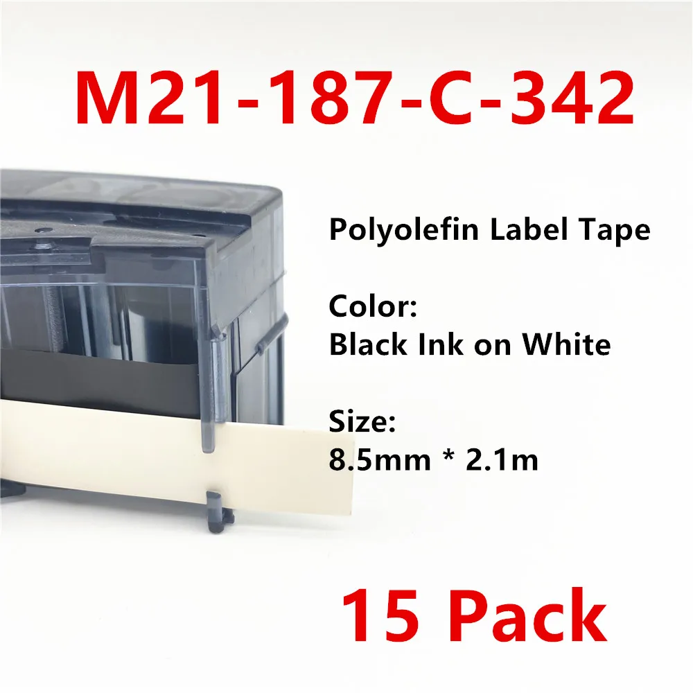 

5~15PK bmp21 label maker M21-187-C-342 for bmp21 PLUS bmp21 LAB printer Polyolefin label tape label ribbon 8.5mm * 2.1m BK on WT