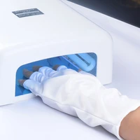 2pcs white nail gloves anti radiation uvuv phototherapy fingerless gloves protect finger nail salon tools 408cm