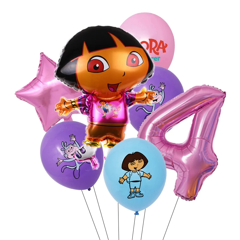 6 шт./лот Дора Explorer украшение на день рождения фольгированные латексные воздушные