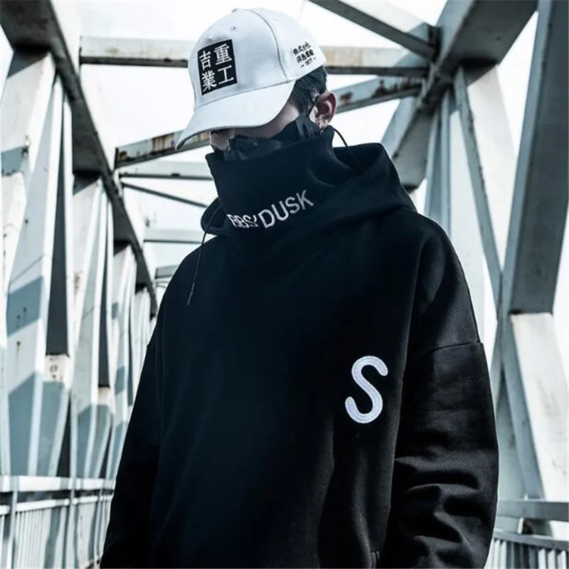 Мужской флисовый пуловер NAGRI Свитшот оверсайз с высоким воротом в стиле хип-хоп и