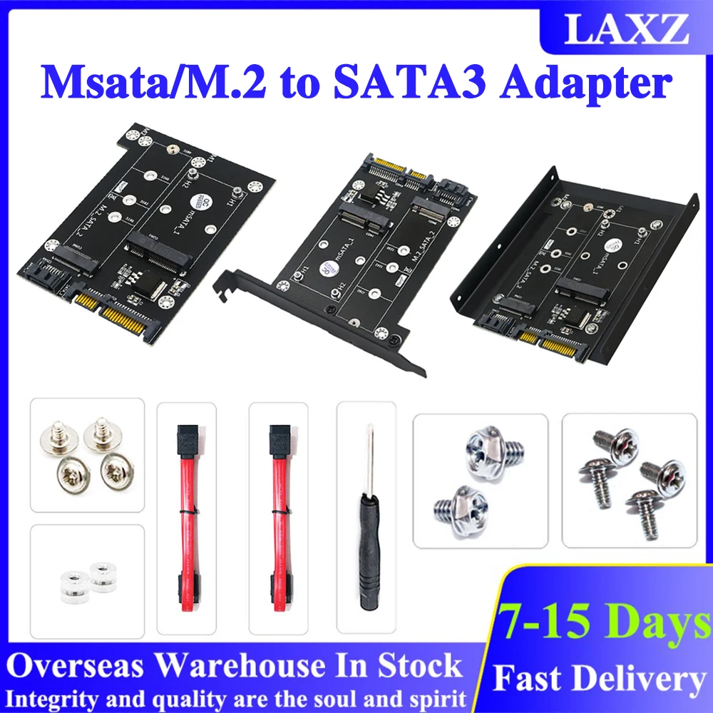 

MSATA / M.2 NGFF SSD to Dual SATA 3 Riser Card 6Gbps M.2 Key B Hard Disk Converter Adapter Card for 2230/2242/2260/2280 SSD