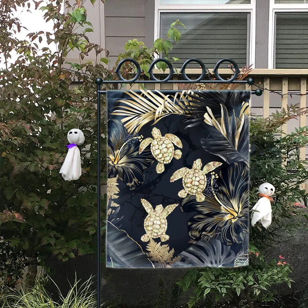 

Alohawaii Flag Golden Tropical Turtle Flag 3D All Over Printed House Flag & Garden Flags Hanging House Decoration