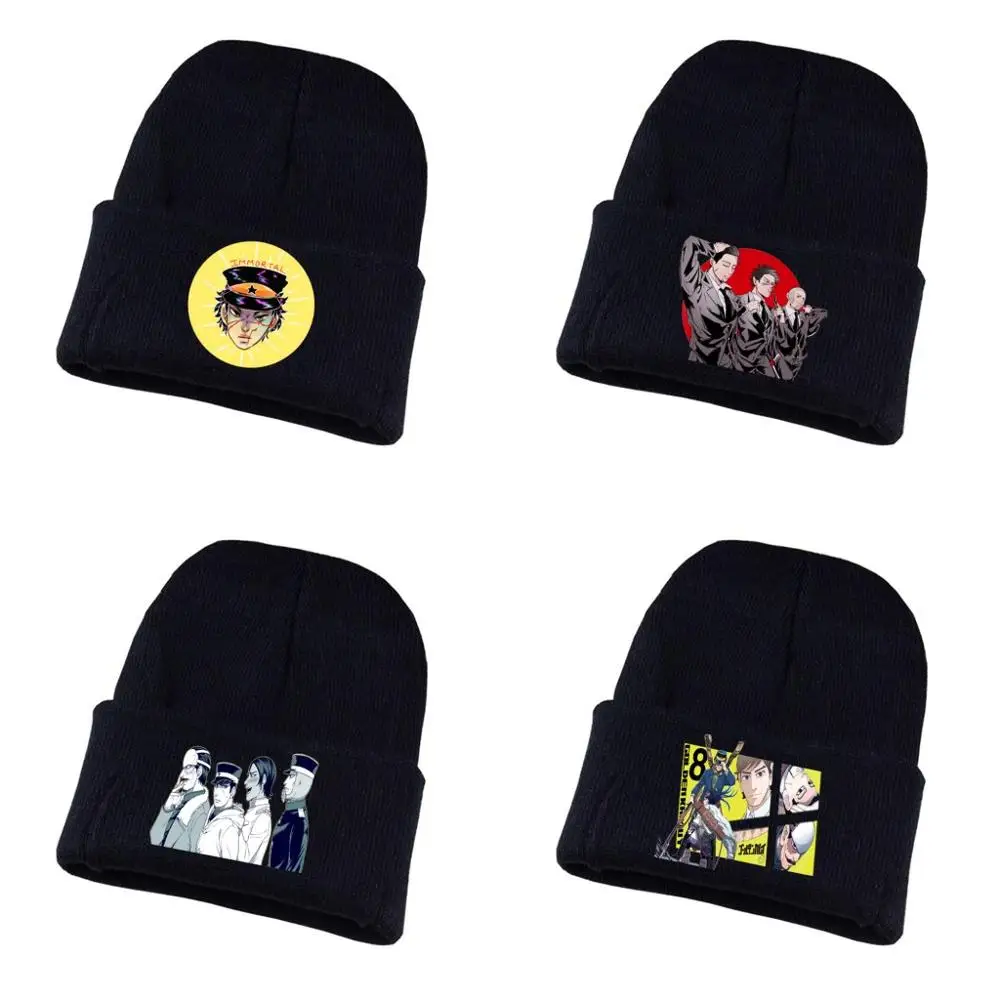

Winter warm hat anime Golden Kamuy Knitted hat hat Unisex Print Cotton hat teenagers winter Knitted Cap Beanies Cap