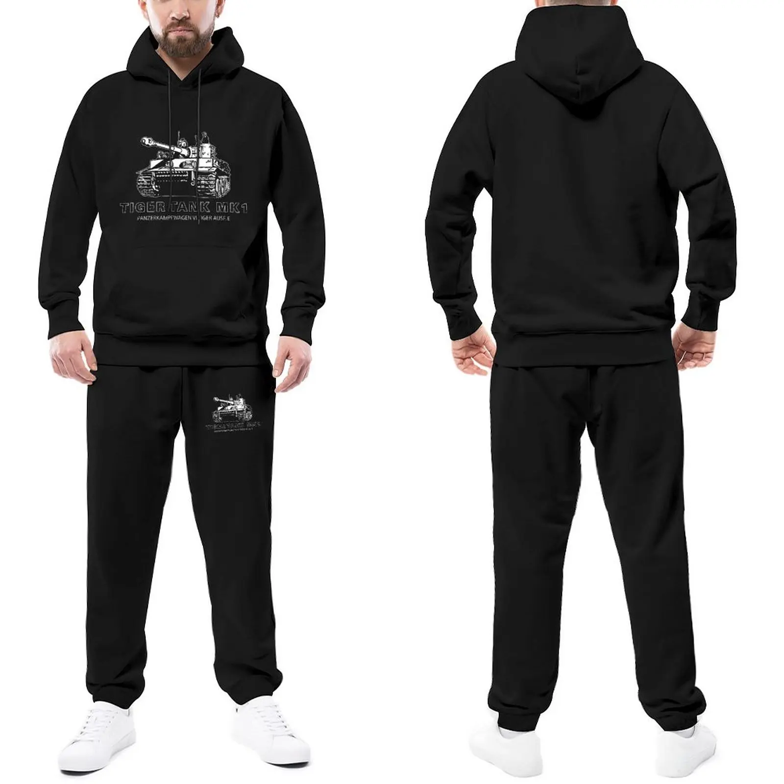 

Wehrmacht Mens Tracksuit Set Tiger Tank Mark Male Sweatsuits Fashion Sweatpants And Hoodie Set Gym