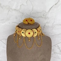 dubai jewelry sets for women saudi arabia colored stone chokers 24k habesha necklace earrings rope african wedding eritrean gift