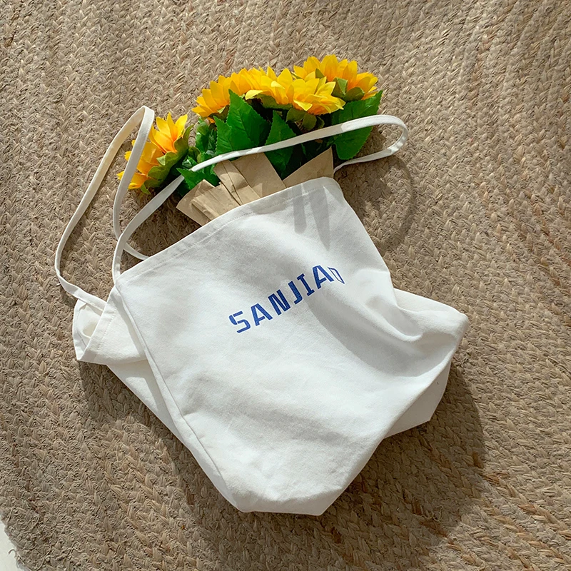 Casual Slant Cross Korean Canvas Bag Letter Printing Shoulder Bag Large Capacity bag Harajuku