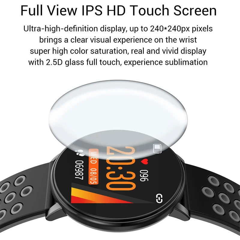 Фитнес браслет с пульсометром и тонометром водонепроницаемый смарт Ip67 для