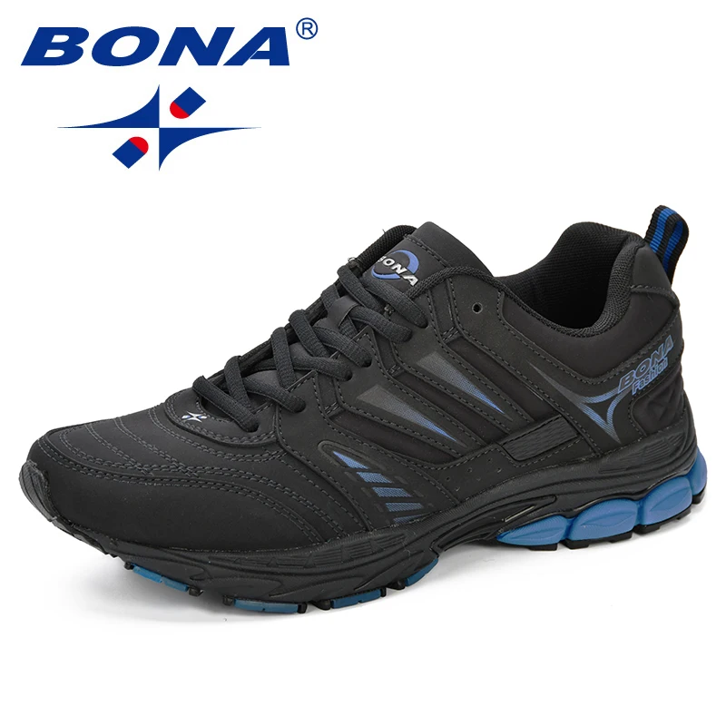 BONA Running Shoes Men's Outdoor Chunky Sports Shoes Comfortable Breathable Jogging Tennis Shoes Waterproof Leather Sneakers