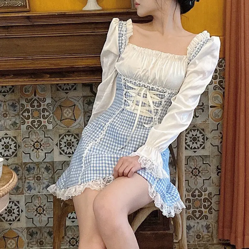 Летние платья халаты для женщин повседневные 2021 Kawaii одежда феи с длинным рукавом