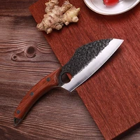 traditional handmade forged kitchen knife hammer stainless steel chefs chopper cooking knives wooden meat slicer butcher
