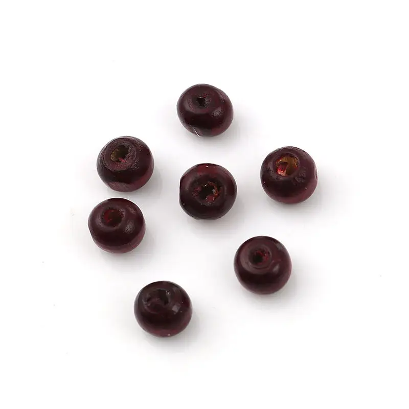 1000 шт Hinoki Деревянные Бусины круглые коричневые красные деревянные бусины для