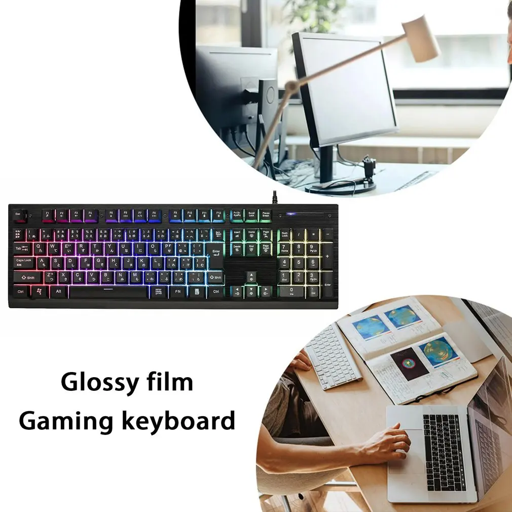 

G081 Gaming Keyboard Ultra-thin Rainbow LED Backlit Keyboard USB Wired Floating Keyboard Silent Ergonomic Waterproof Keyboard