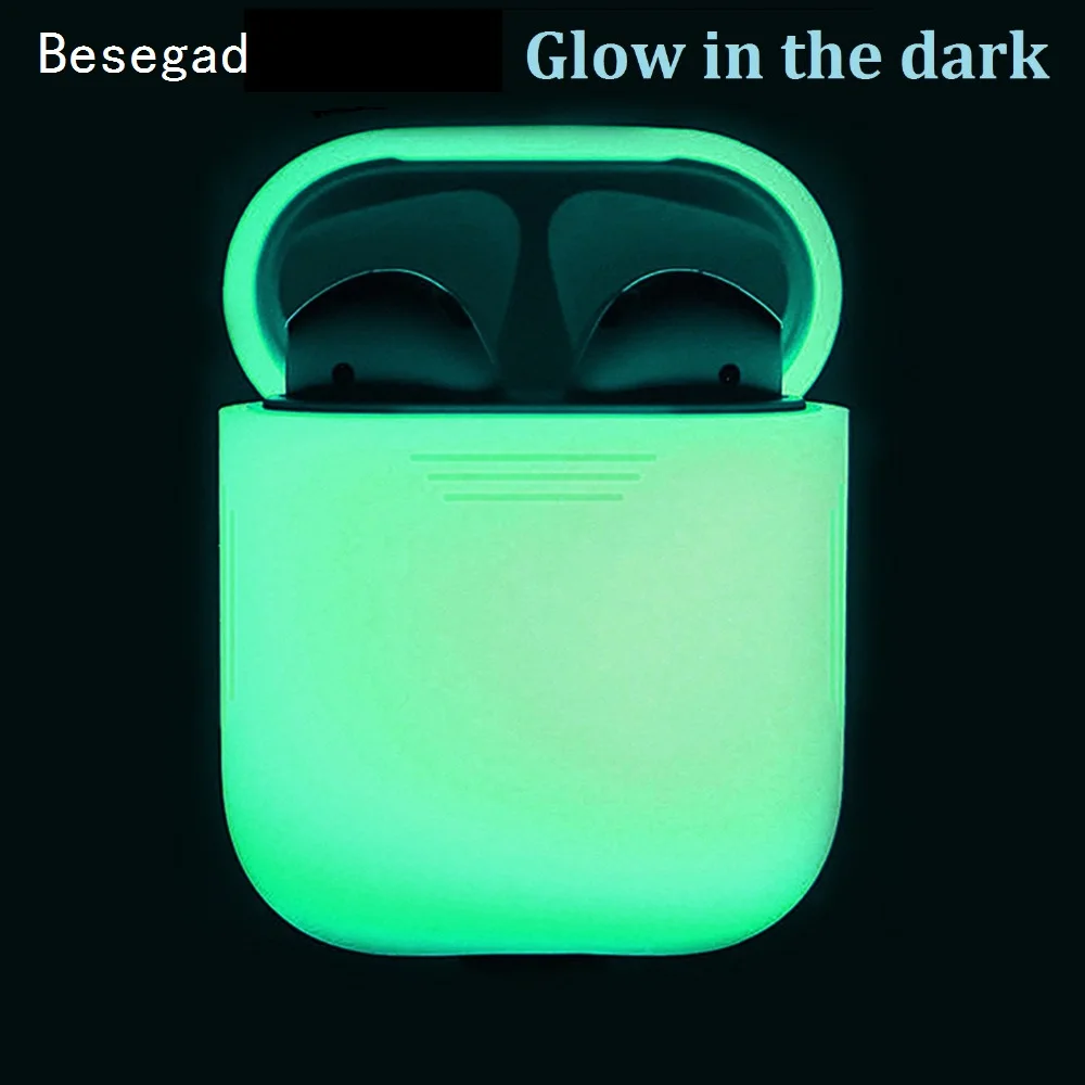 

Besegad for Apple Airpods 1 2 Case Wireless Earphone Silicone Carrying Case Glow in the Dark Wireless Earphone Accessories