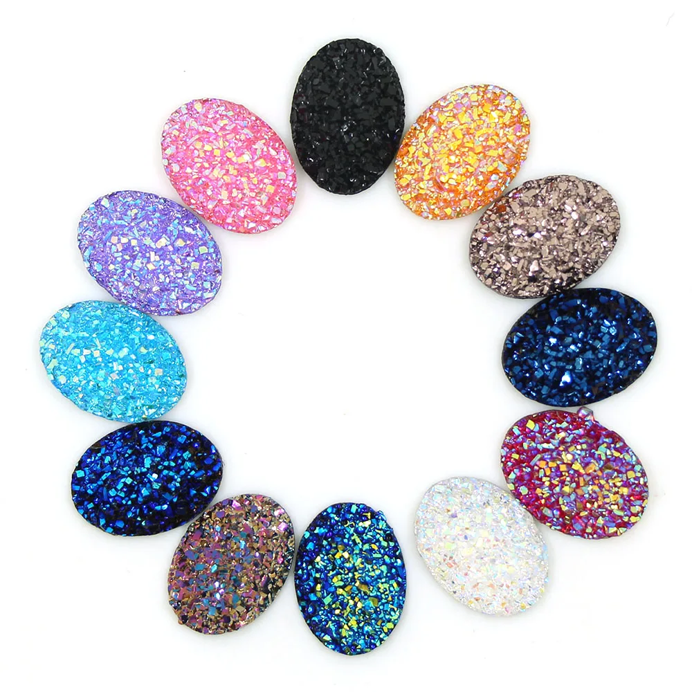 20 шт./лот овальные Стразы с плоской задней стороной кабошон со стразами 13x18 мм