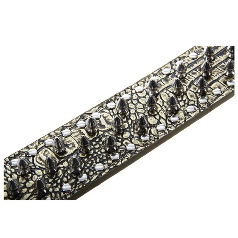 

PU Leather Spiked Studded Dog Collar 2" Wide 31 Spikes 52 Studs-Golden Brown M