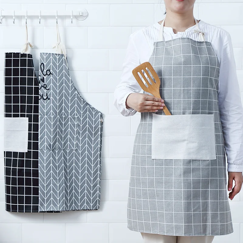 

Lattice Striped Kitchen Cotton and Linen Apron Cooking Apron for Men