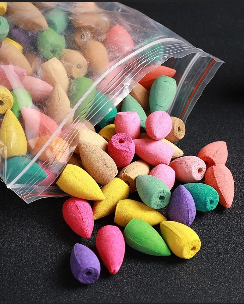 

Back Flow Incense Cones Pack of 30/60/100/300/600 Mixed Flavor Natural Chinese Incense Floral Lavender Sandalwood Aromatherapy