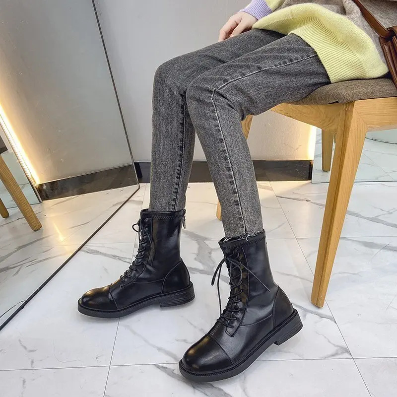 NEW Winter Boots Black Brown Short Plush Boots Female Women Shoes Round Toe Brand Women's Boots Ankle Boots 2020 Women Shoes