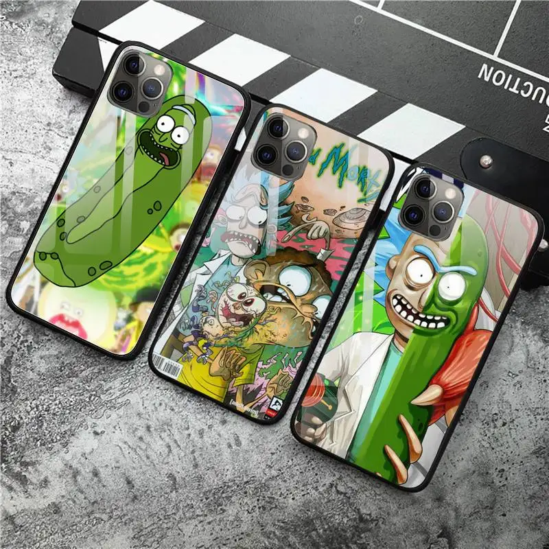 

Morty Funny Rick cucumber Phone Case Tempered Glass For iPhone 12 Pro Max Mini 11 Pro XR XS MAX 8 X 7 6S 6 Plus SE 2020 case