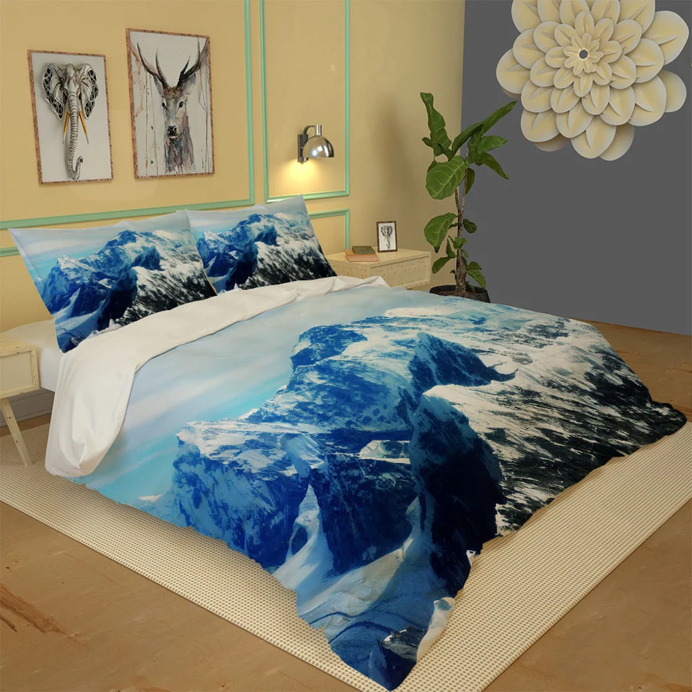 Комплект постельного белья с 3D-принтом Снежная гора | Дом и сад