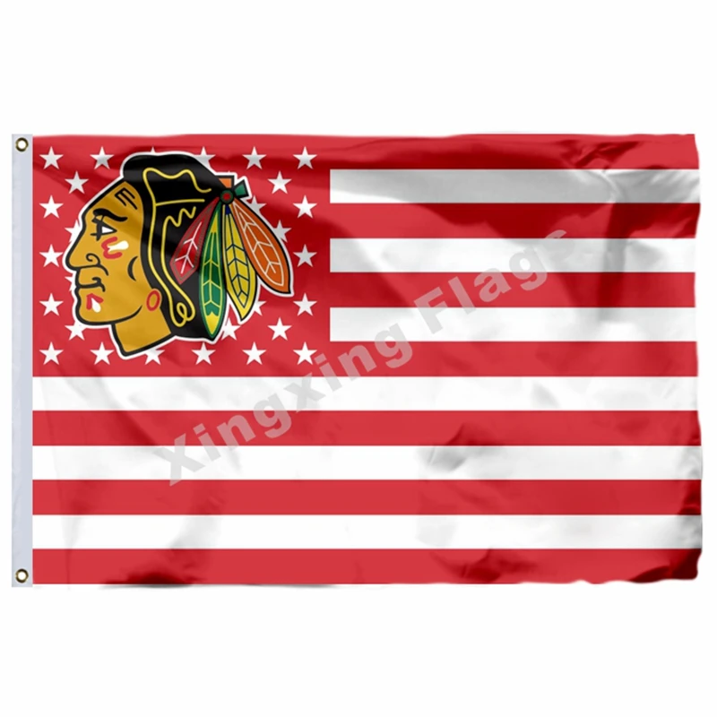 Знак Chicago Blackhawks национальный флаг 3ft X 5ft полиэстер Чикаго Размеры № 4 90X150 см