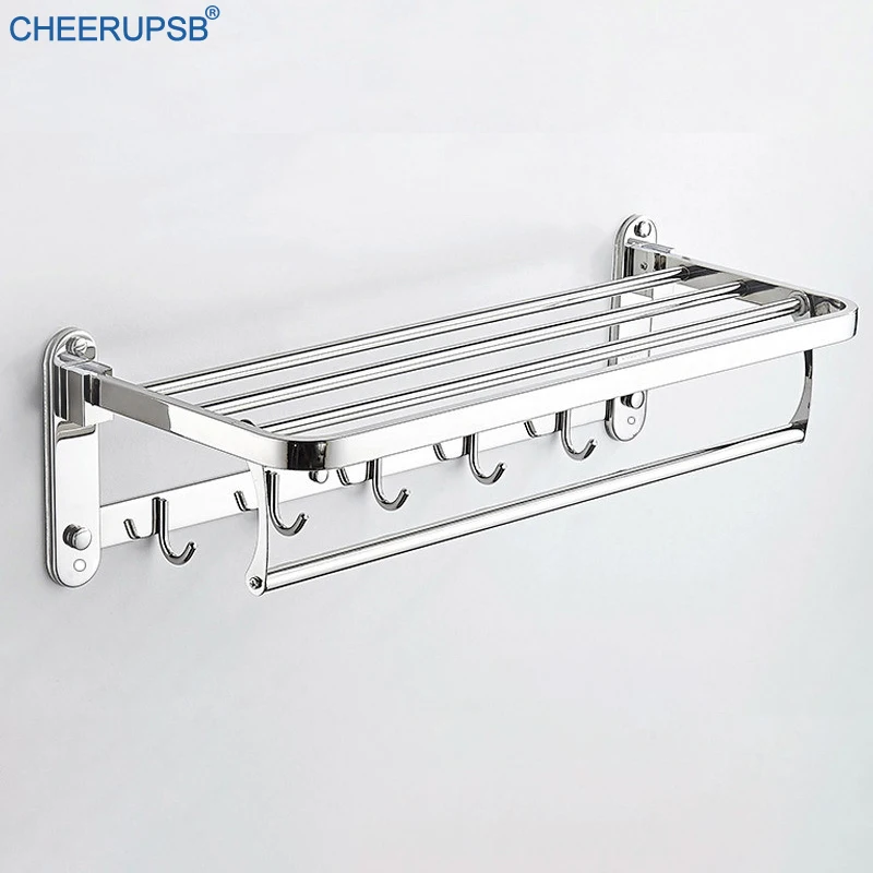 Держатель для полотенец из нержавеющей стали ванной комнаты гостиницы складная