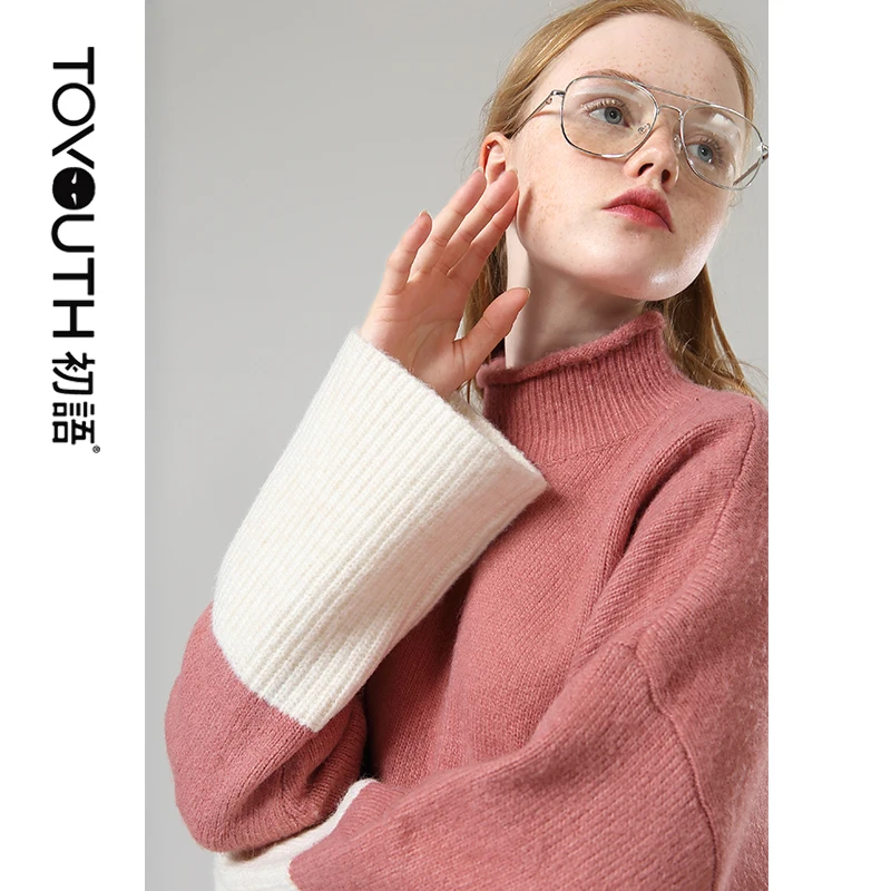 Свитер женский с длинным рукавом и высоким воротником | Женская одежда