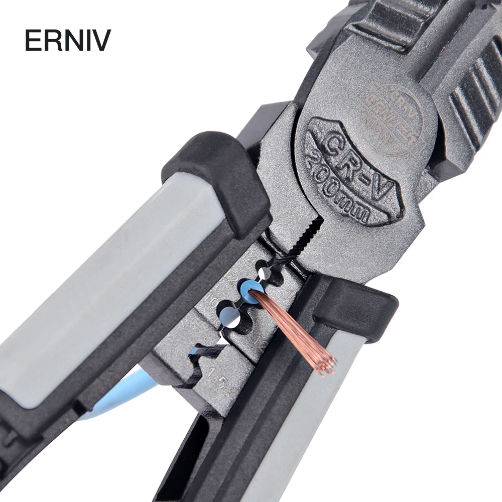 ERNIV Cutting Pliers Set Wire Stripping Crimping Tool Cable Cutter Stripper Long Nose Diagonal CR-V Clamp Multitools Repair | Инструменты