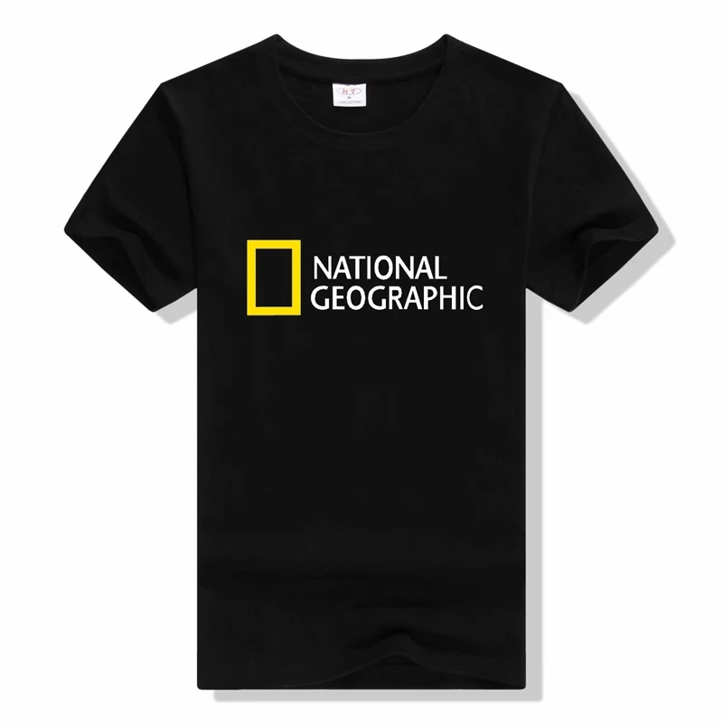 

National Geographic Channel letter printed T-shirt 100% cotton High quality National Geographic outdoor sports mens tee shirt