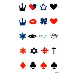 Водонепроницаемые временные татуировки с хной, в форме рыбыкороныKissPoker boxSnow