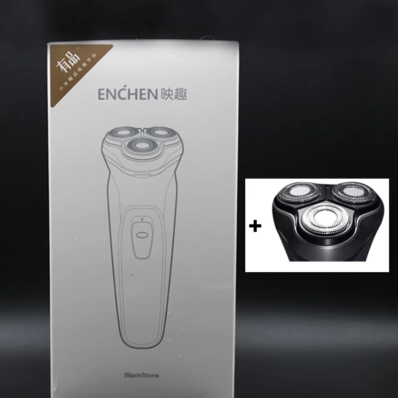 Box with 2 blades Xiaomi Enchen, мужская электробритва, бритва type-C, USB, перезаряжаемая, 3 лезвия, портативный триммер для бороды, машинка для стрижки бакенбард - Цвет: Box with 2 blades