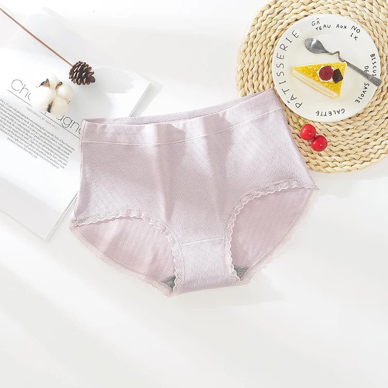 

High Waist Nylon Lace Briefs For Women Underwear Abdomen Cotton Underpants Solid Breathable high elastic comfort size underwear