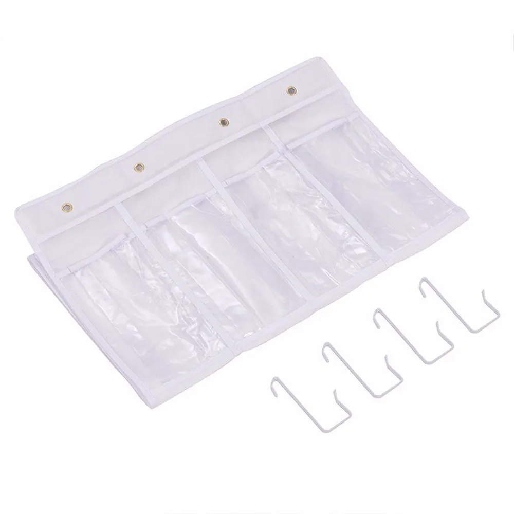 

24 Pockets Houseware Crystal Clear Over the Door Hanging Shoes Organizer Storage Bag Space Saver Convenient Holder