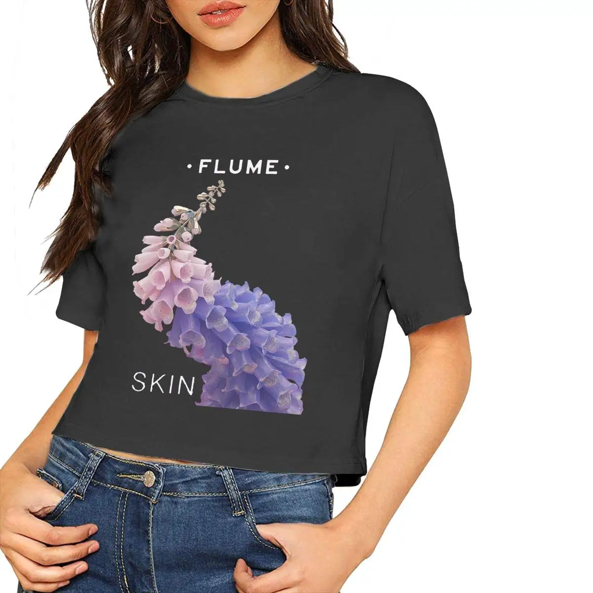JohnHA Flume Skin Sexy Exposed FGHFG el Female TFGHFG Shirt Bare Midriff Crop Top Tees Black |
