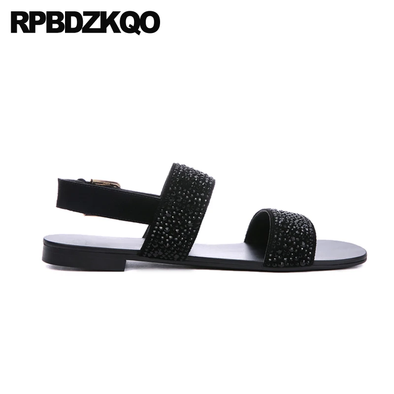 Сандалии стразы мужские из натуральной кожи босоножки гладиаторы летняя обувь с