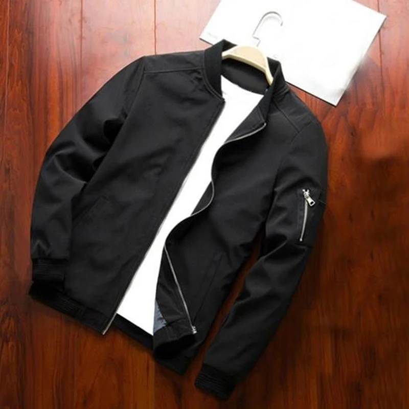 

Новая, Весенняя мужская куртка-бомбер на молнии куртка мужская повседневная Уличная одежда в стиле «хип-хоп», Slim Fit пилот пальто мужские сре...