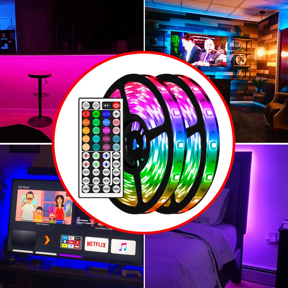 

RGB 5050 Ribbon Lamp USB DC 12V Light Strip LED Flexible Lighting 5M 10M 15M 20M Waterproof Bedroom Lamp LED Fita Tape Diode