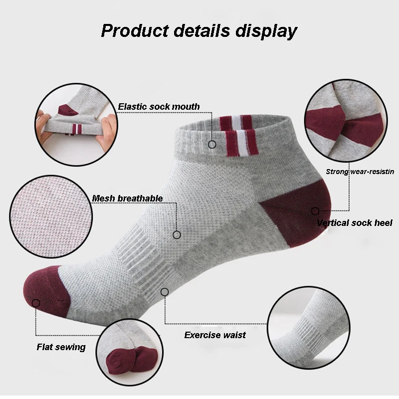 

10 Pairs New Spring Summer Cotton Socks Boat Mesh Breathable Men's Short Ankle Socks High Quality Casual Sports Male Sokken Gift