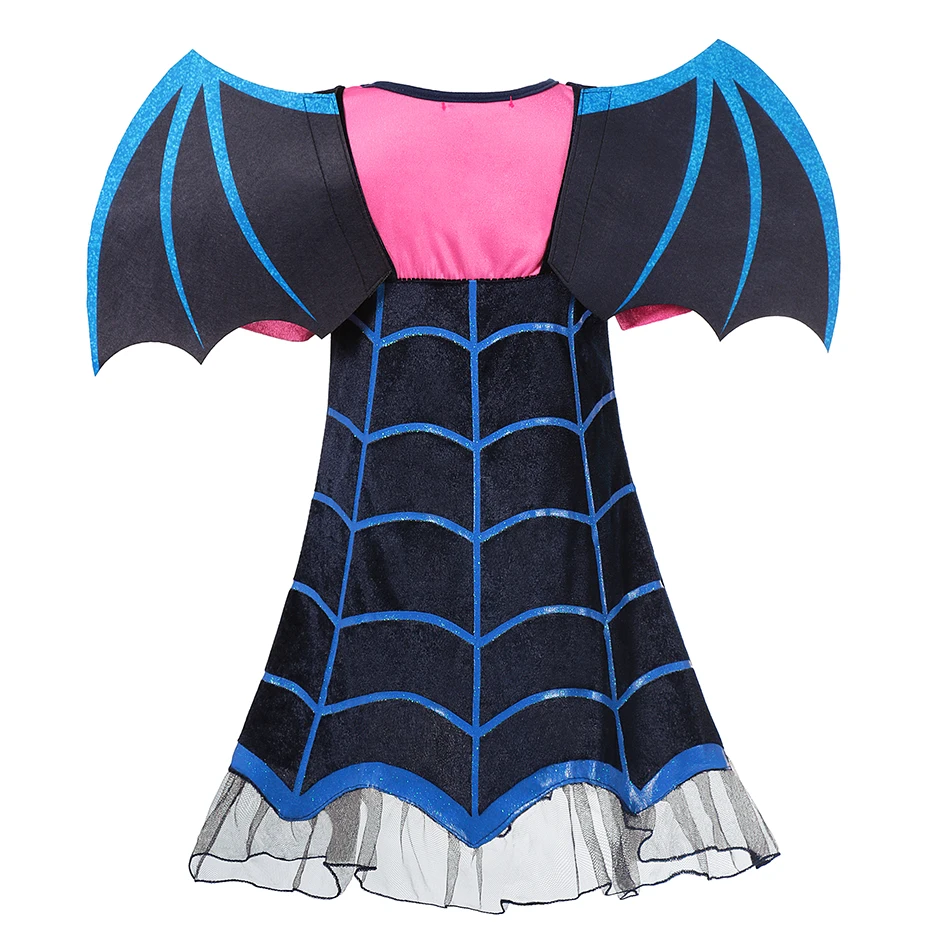 Girls Vampire Dress with Wing Kids Cospay Cartoon Clothing Child Halloween Role Play Gown Sets Vampiric Costume Fancy | Детская одежда