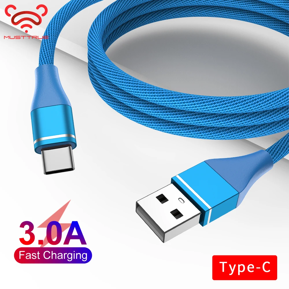 MUSTTRUE USB кабель Тип C кабель передачи данных для быстрой зарядки для samsung S9 HAUWEI P30 Pro USB-C джинсовый телефон зарядное устройство Шнур tipo c