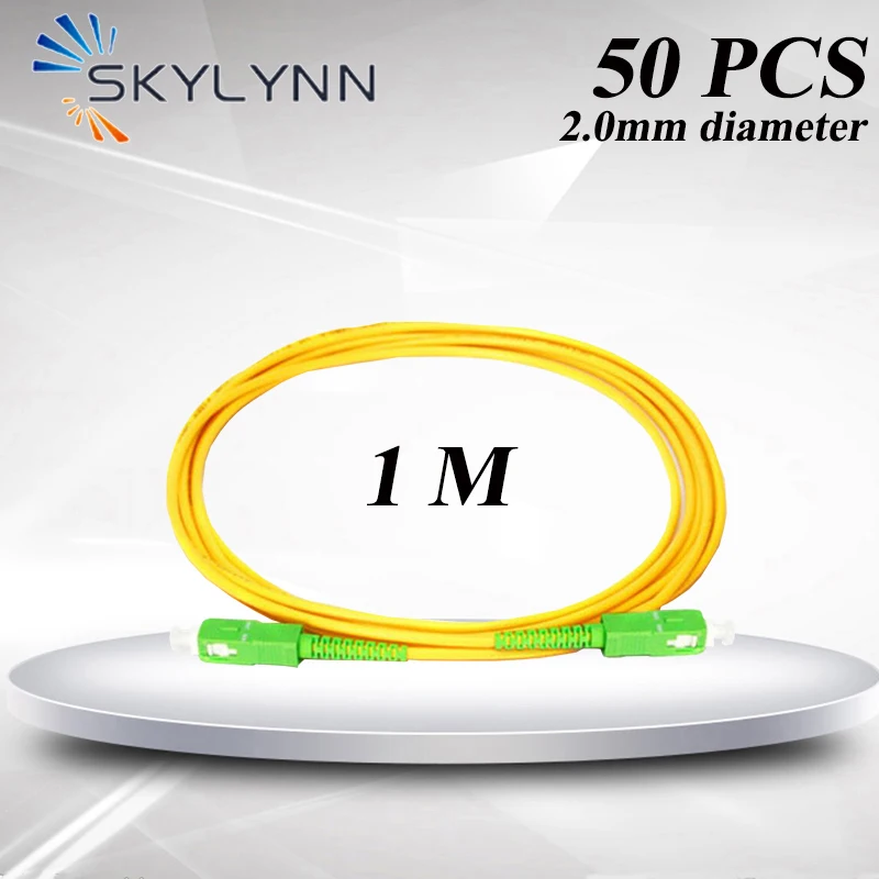 50PCS 1 Meter Length SC/APC-SC/APC SM G652D/G657A1/G657A2 SX Core 2.0mm Yellow LSZH Jacket Fiber Optic Patch Cord For FTTH