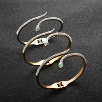 trendy crystal rhinestone snake bracelets for women punk stainless steel luxury fashion men cz cuff bangle charm party jewelry