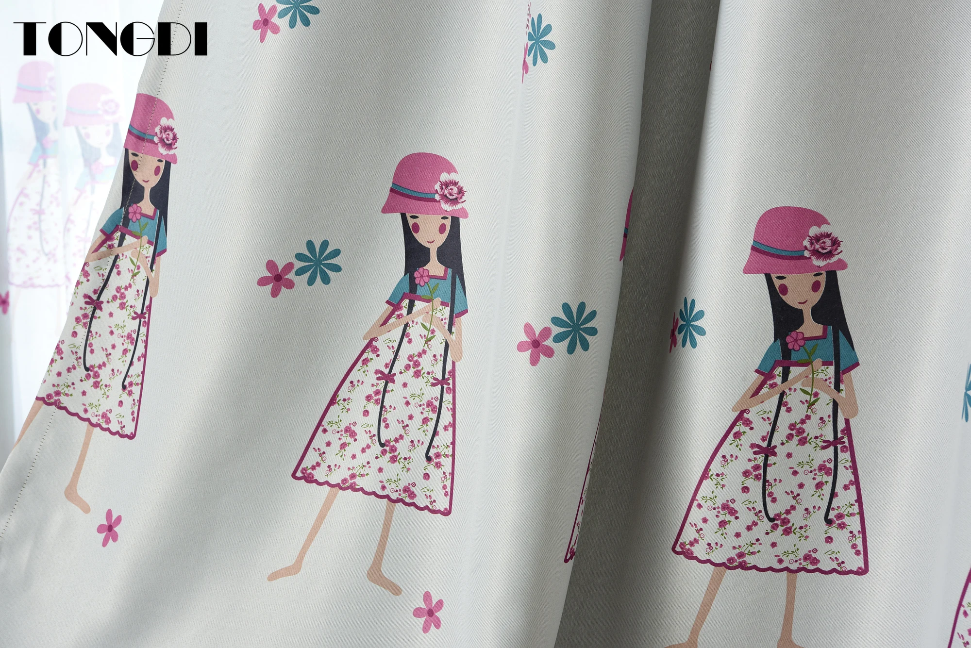 TONGDI Детские затемняющие шторы с принтом для милых девушек высококачественное