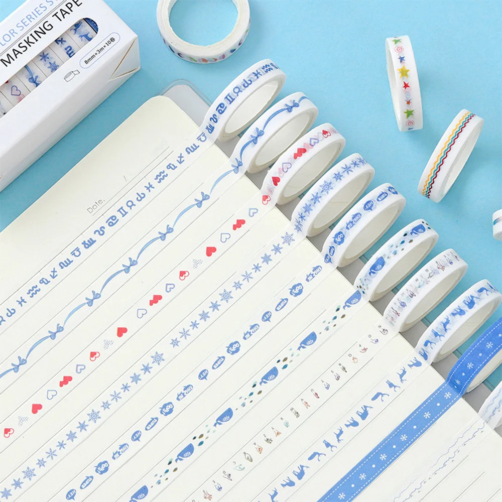 10 рулонов набор декоративного скотча Васи декоративная изоляционная лента