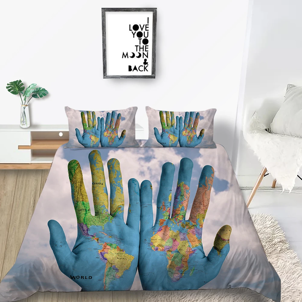 Постельное белье с картой мира Модный креативный Комплект постельного белья
