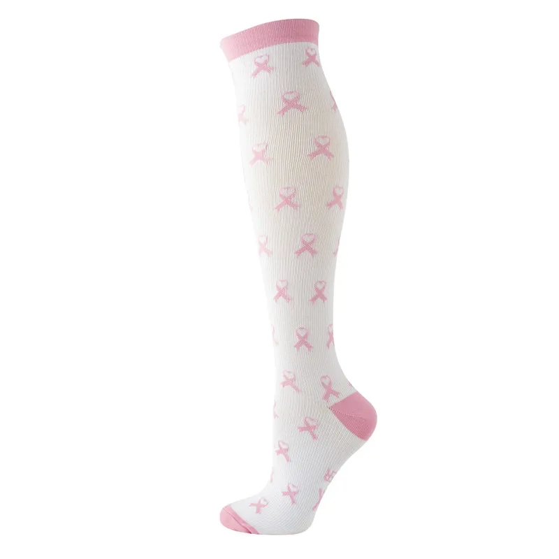 

New Colorful Mild Compression Socks Aids Logo Fashion Trend ribbon In Tube Sock Happy Funny Nursing Compression Socks Pink Socks