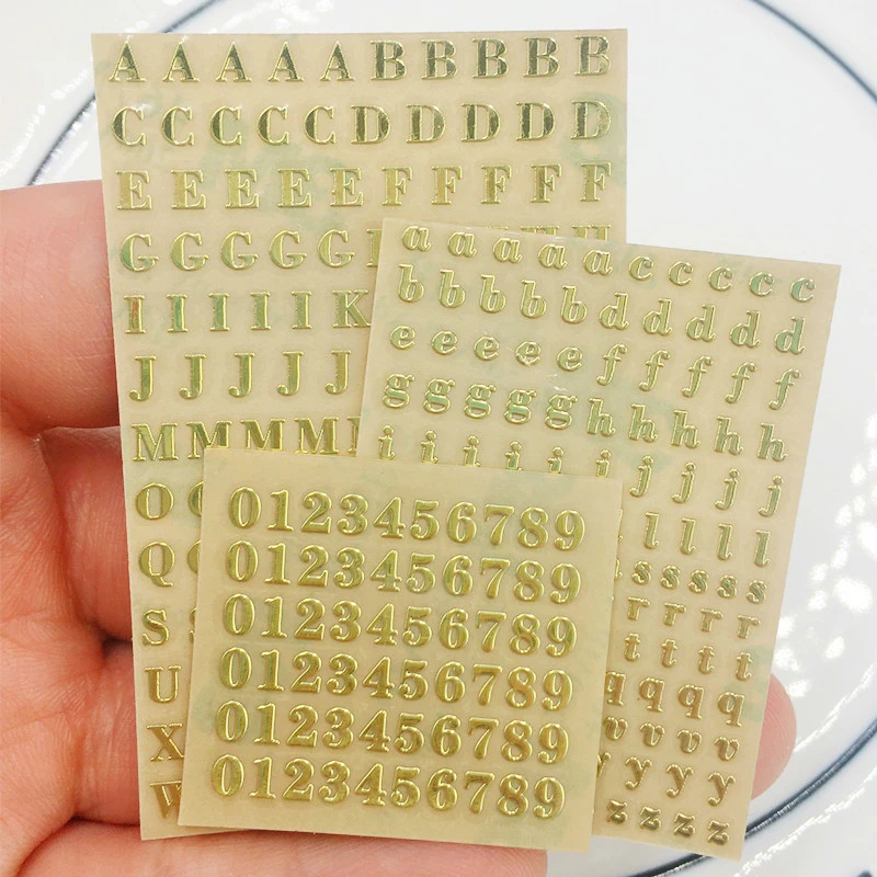 

26 English Alphabet Number 3D Self-adhesive Nail Art Decal Sticker Word Small Letter Nail Tattoos Decal Stickers For Manicure