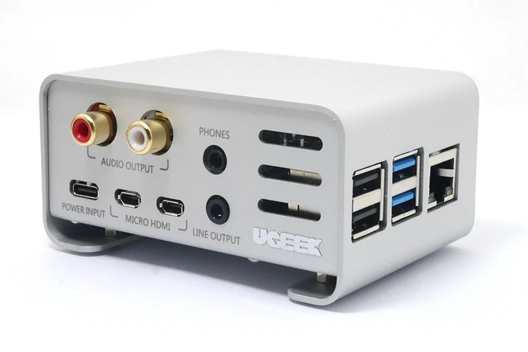 Aoide UGEEK DAC II Hifi звуковая карта+ Raspberry Pi 4 Модель B(1 ГБ Оперативная память)+ алюминиевый корпус комплект | ES9018K2M | 384 кГц/32-бит | Формат DSD и ИК |